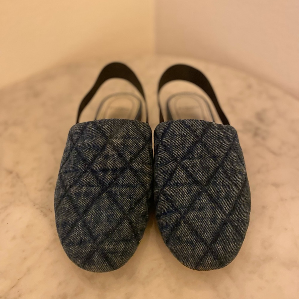 Givenchy Denim Rivington Slingback Quilted Mule Flats